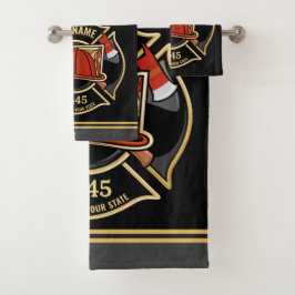 消防士ADD NAME消防局部バッジ バスタオルセット