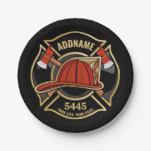 消防士ADD NAME消防局部バッジ ペーパープレート (正面)