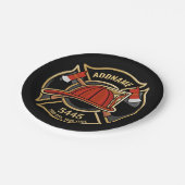 消防士ADD NAME消防局部バッジ ペーパープレート (アングル)