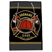 消防士ADD NAME消防局部バッジ ミディアムペーパーバッグ (正面)