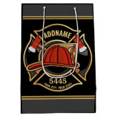 消防士ADD NAME消防局部バッジ ミディアムペーパーバッグ (裏面)