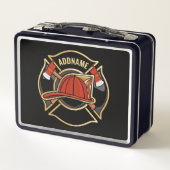 消防士ADD NAME消防局部バッジ メタルランチボックス (裏面)