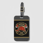 消防士ADD NAME消防局部バッジ ラゲッジタグ (正面縦)
