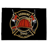 消防士ADD NAME消防局部バッジ ラージペーパーバッグ (裏面)