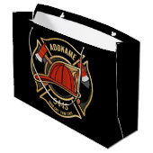 消防士ADD NAME消防局部バッジ ラージペーパーバッグ (裏面アングル)