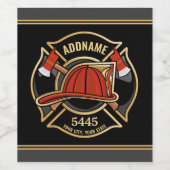 消防士ADD NAME消防局部バッジ ワインラベル (シングルラベル)