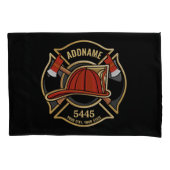 消防士ADD NAME消防局部バッジ 枕カバー (正面左)