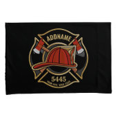 消防士ADD NAME消防局部バッジ 枕カバー (正面右)