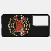 消防士ADD NAME消防局部バッジ SAMSUNG GALAXYケース (左側面)