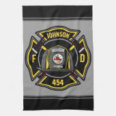 消防士ADD NAME消防部救助チーム キッチンタオル (縦)