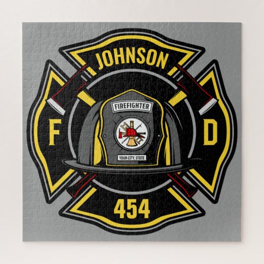 消防士ADD NAME消防部救助チーム ジグソーパズル (縦)