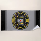 消防士ADD NAME消防部救助チーム ビーチタオル (正面)