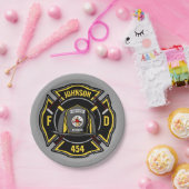 消防士ADD NAME消防部救助チーム ペーパープレート (パーティー)