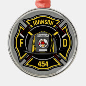 消防士ADD NAME消防部救助チーム メタルオーナメント (正面)