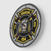 消防士ADD NAME消防部救助チーム ラージ壁時計 (傾斜)
