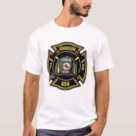 消防士ADD NAME消防部救助チーム Tシャツ