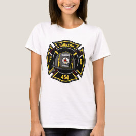 消防士ADD NAME消防部救助チーム Tシャツ