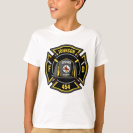 消防士ADD NAME消防部救助チーム Tシャツ