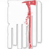 消防士Ax付き消防士レッドラインアメリカ国旗 シール (正面)