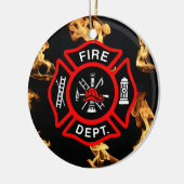 消防士EMT |の消防士の火Deptのマルタ十字 セラミックオーナメント (左)
