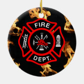 消防士EMT |の消防士の火Deptのマルタ十字 セラミックオーナメント (裏面)