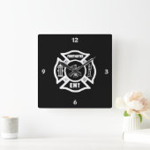 消防士EMT スクエア壁時計 (ホーム)