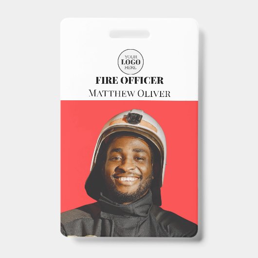 消防士IDフォトシンプルロゴのバッジ バッジ (正面)