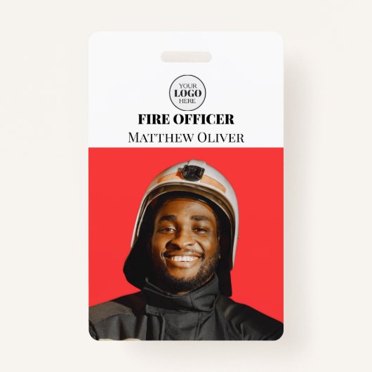 消防士IDフォトシンプルロゴのバッジ バッジ (正面)