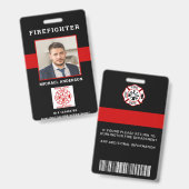 消防士ID写真パーソナライズされた消防士IDカード バッジ (Front & Back)