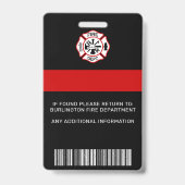 消防士ID写真パーソナライズされた消防士IDカード バッジ (Back)