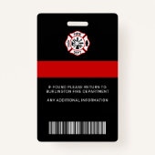 消防士ID写真パーソナライズされた消防士IDカード バッジ (裏面)