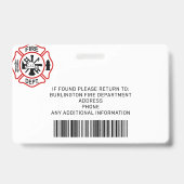 消防士ID写真パーソナライズされた消防士IDカード バッジ (Back)