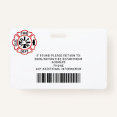 消防士ID写真パーソナライズされた消防士IDカード バッジ (裏面)