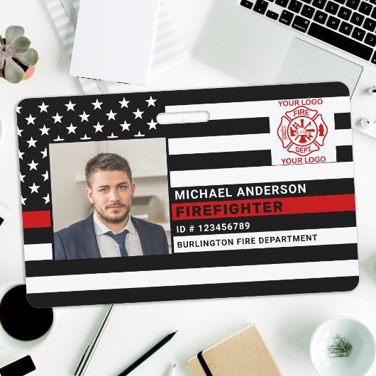 消防士ID写真パーソナライズされた消防士IDカード バッジ