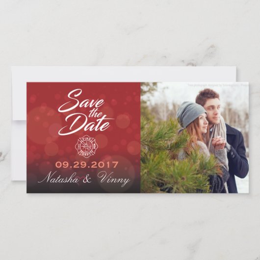 消防士Save the Date 8"x4"フォトカード セーブザデート (正面)