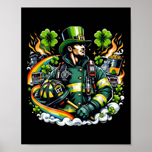 消防士St patricks dayメンファイアマンファイアデパー ポスター (正面)