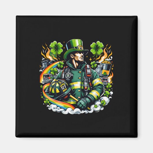 消防士St patricks dayメンファイアマンファイアデパー マグネット (正面)