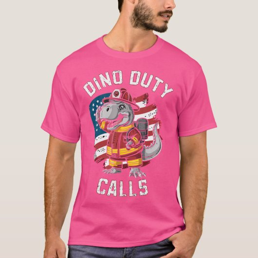 消防士Tレックス火炎 Tシャツ (正面)