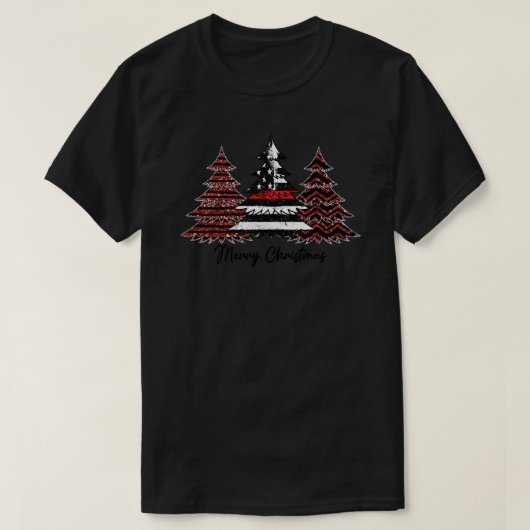 消防士USA国旗の松の木の消防士 Tシャツ (デザイン正面)