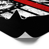 消防士USA国旗Thin Red Line国旗 ポスター (角)