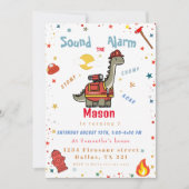 消防恐竜の誕生日 招待状 (正面)