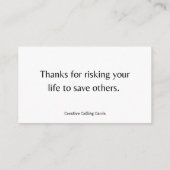 消防感謝してい士のカード コーリングカード (裏面)