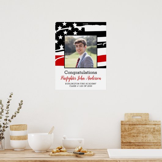 消防戦闘写真薄い赤線の卒業へようこそ ポスター (キッチン)