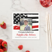 消防戦闘写真薄い赤線の卒業 スタンダードカクテルナプキン (インサイチュ)