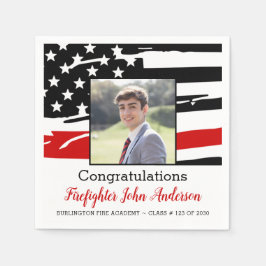 消防戦闘写真薄い赤線の卒業 スタンダードカクテルナプキン