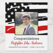 消防戦闘写真薄い赤線の卒業 ワインラベル (シングルラベル)