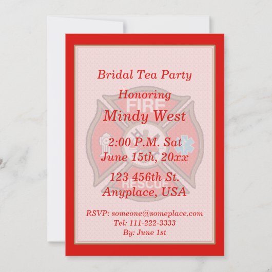 消防救急隊 EMT ブライズシャワー ティーパーティー 招待状 (正面)