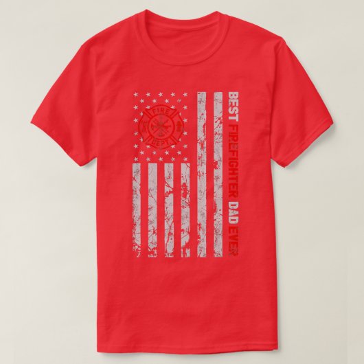 消防最高の士パパEVER AMERICAN FLAG FIREMAN FA Tシャツ (デザイン正面)
