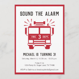 消防機関又は消防車の誕生日パーティー招待状 招待状