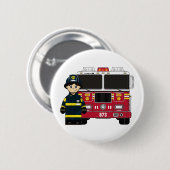 消防機関標識付き消防士 缶バッジ (正面&裏面)